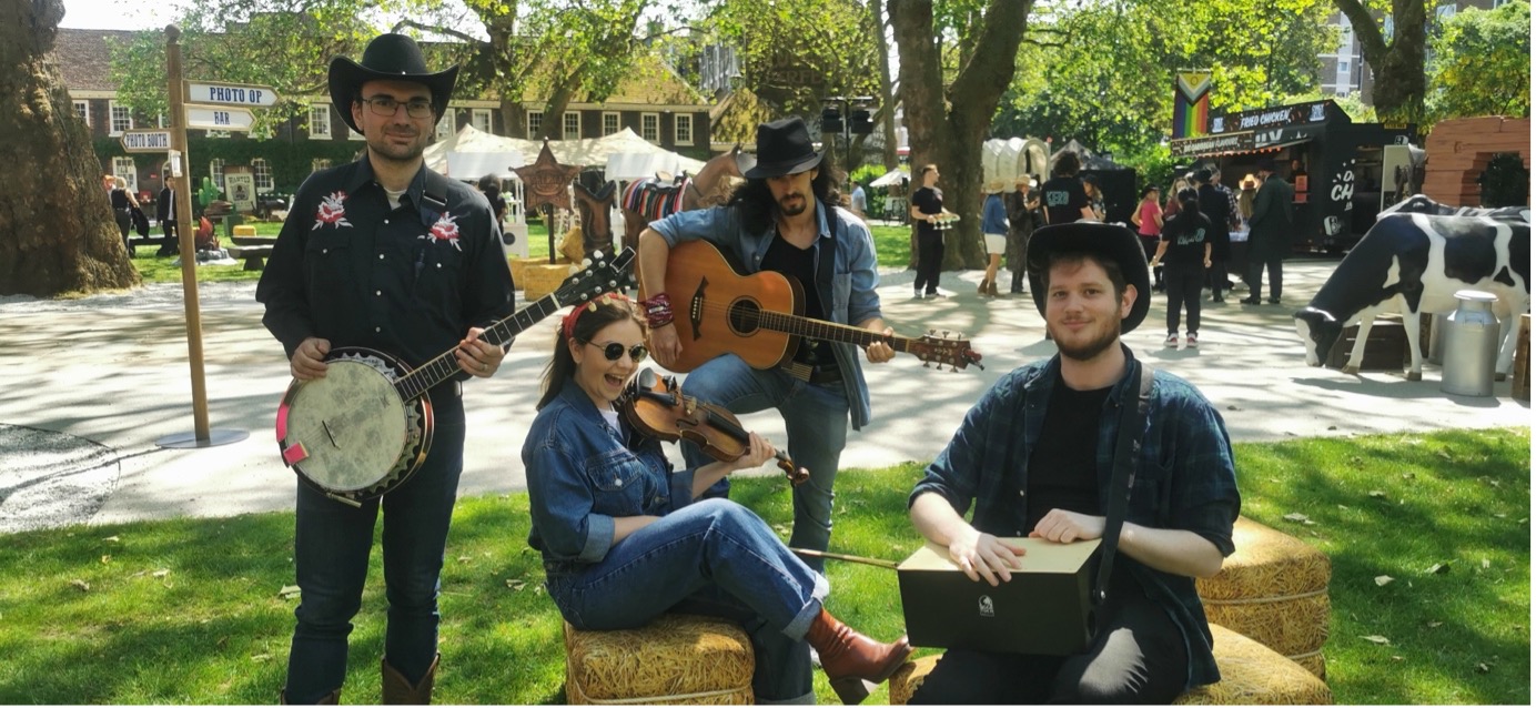 Country and western band performing live at outdoor event